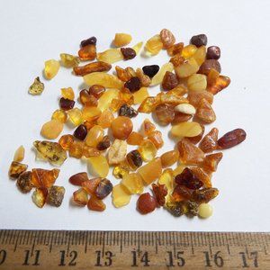 35ct rough baltic multi colored polished amber gemstone crystals fossil Lot